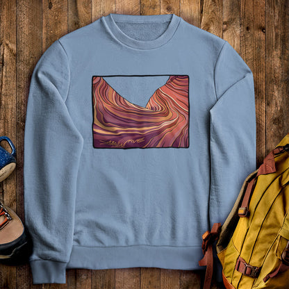 The Wave Crewneck Sweatshirt Stone Blue Adventure and Outdoors Themed Sweatshirt