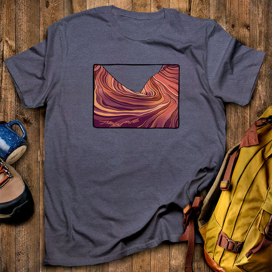 The Wave T-Shirt Heather Navy Adventure and Outdoors Themed T-Shirt