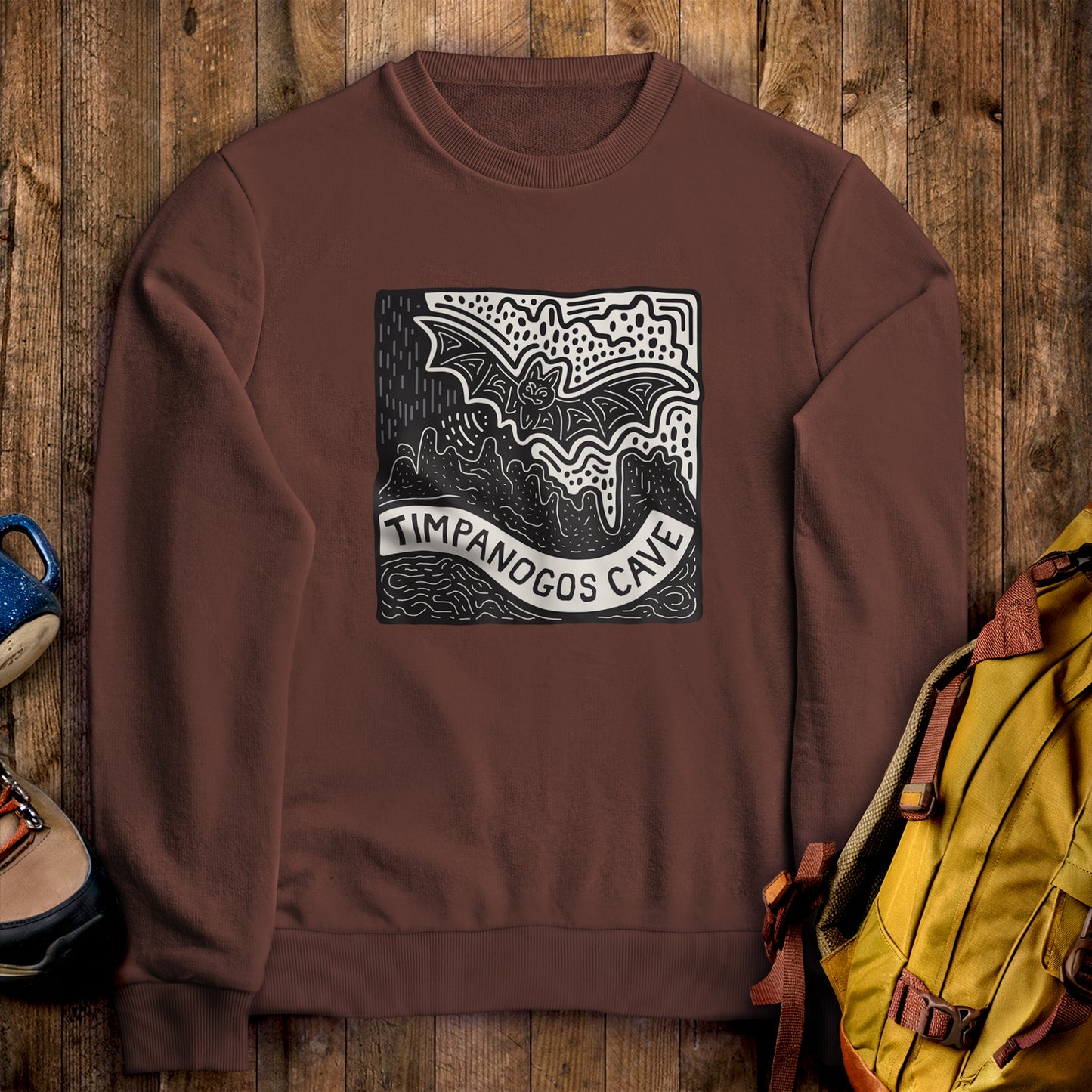 Timpanogos Cave Crewneck Sweatshirt Cocoa Adventure and Outdoors Themed Sweatshirt