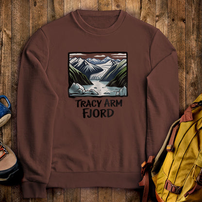 Tracy Arm Fjord Crewneck Sweatshirt Cocoa Adventure and Outdoors Themed Sweatshirt