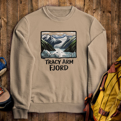 Tracy Arm Fjord Crewneck Sweatshirt Sand Adventure and Outdoors Themed Sweatshirt