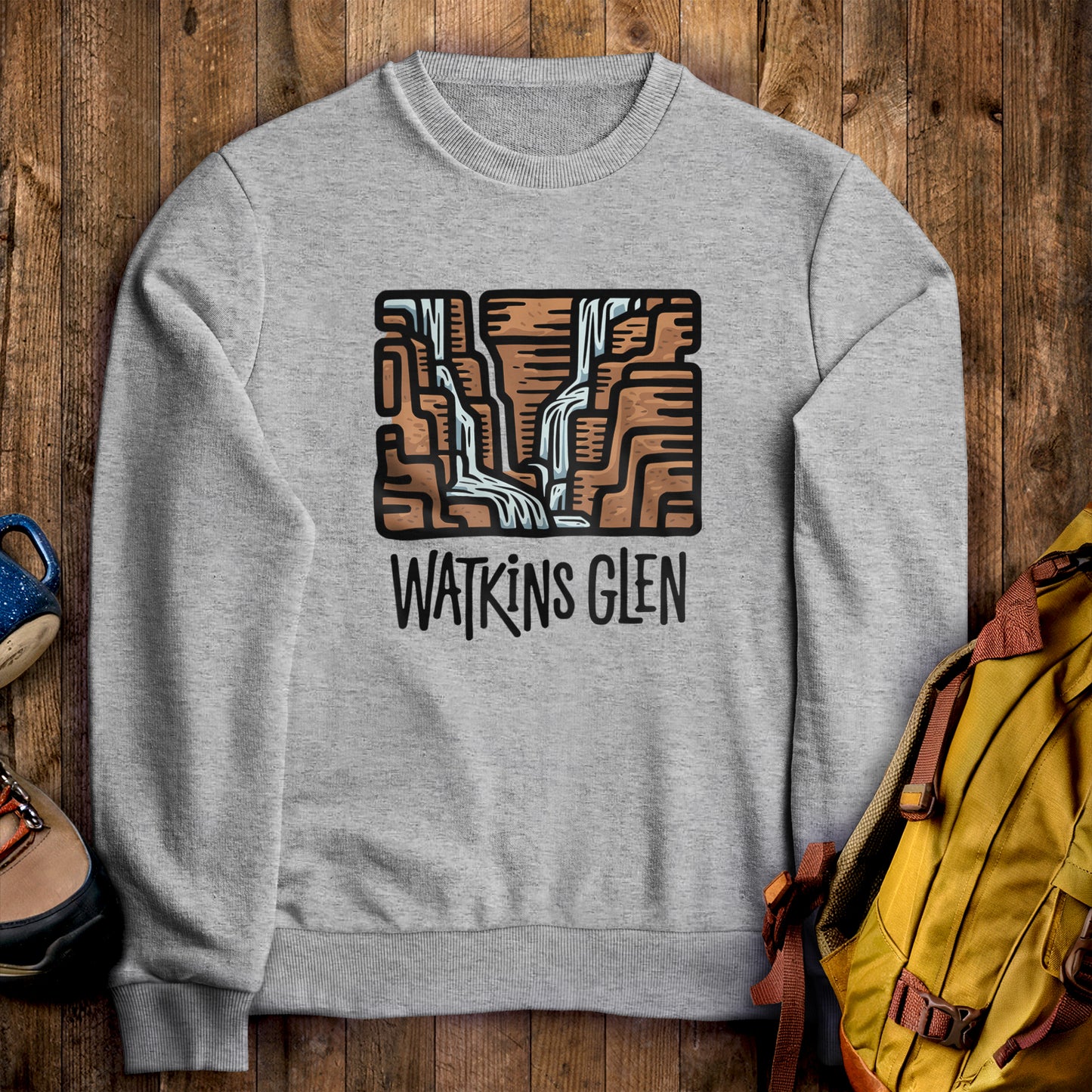 Watkins Glen State Park Crewneck Sweatshirt Sport Grey Adventure and Outdoors Themed Sweatshirt