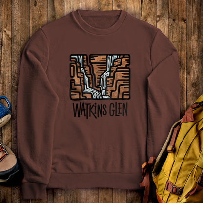 Watkins Glen State Park Crewneck Sweatshirt Cocoa Adventure and Outdoors Themed Sweatshirt