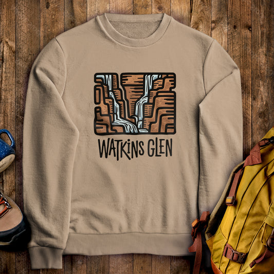 Watkins Glen State Park Crewneck Sweatshirt Sand Adventure and Outdoors Themed Sweatshirt
