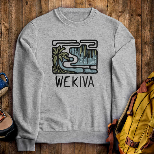 Wekiva River Crewneck Sweatshirt Sport Grey Adventure and Outdoors Themed Sweatshirt