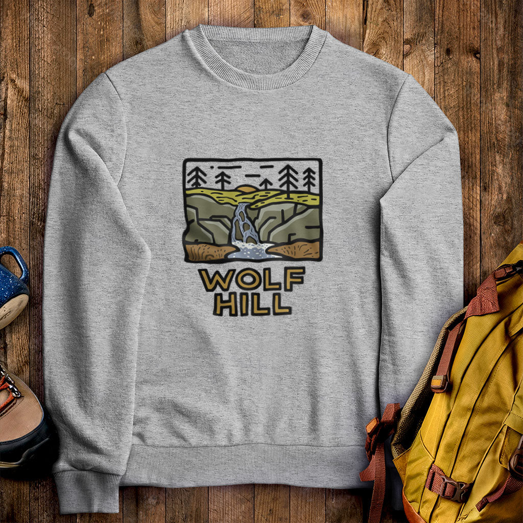 Wolf Hill Forest Preserve Crewneck Sweatshirt Sport Grey Adventure and Outdoors Themed Sweatshirt