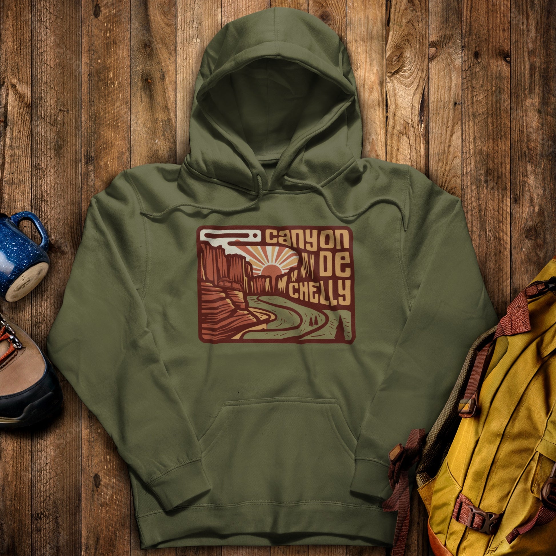 Canyon de Chelly National Monument Hoodie Military Green Adventure and Outdoors Themed Hoodie