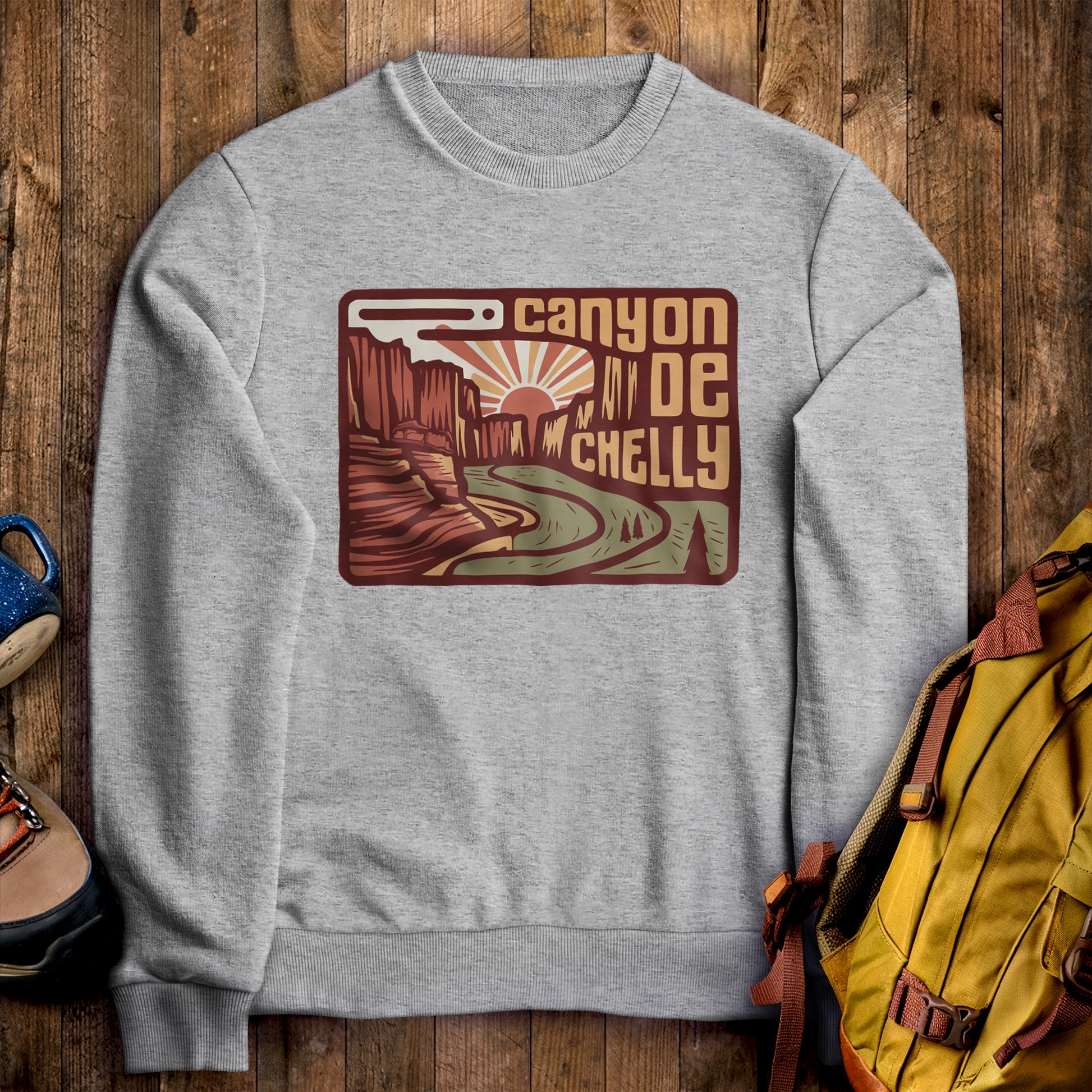 Canyon de Chelly National Monument Crewneck Sweatshirt Sport Grey Adventure and Outdoors Themed Sweatshirt