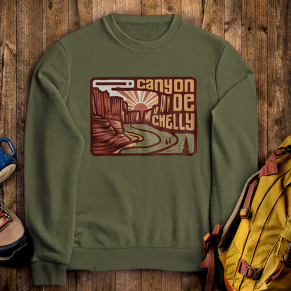 Canyon de Chelly National Monument Crewneck Sweatshirt Military Green Adventure and Outdoors Themed Sweatshirt