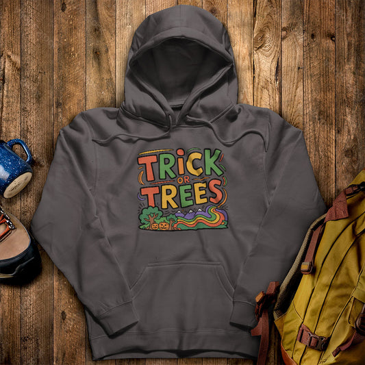 Trick or Trees Hoodie Charcoal Adventure and Outdoors Themed Hoodie
