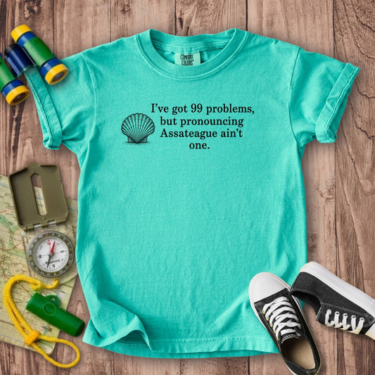 99 Problems Assateague Ain't One Kids Cotton T-Shirt