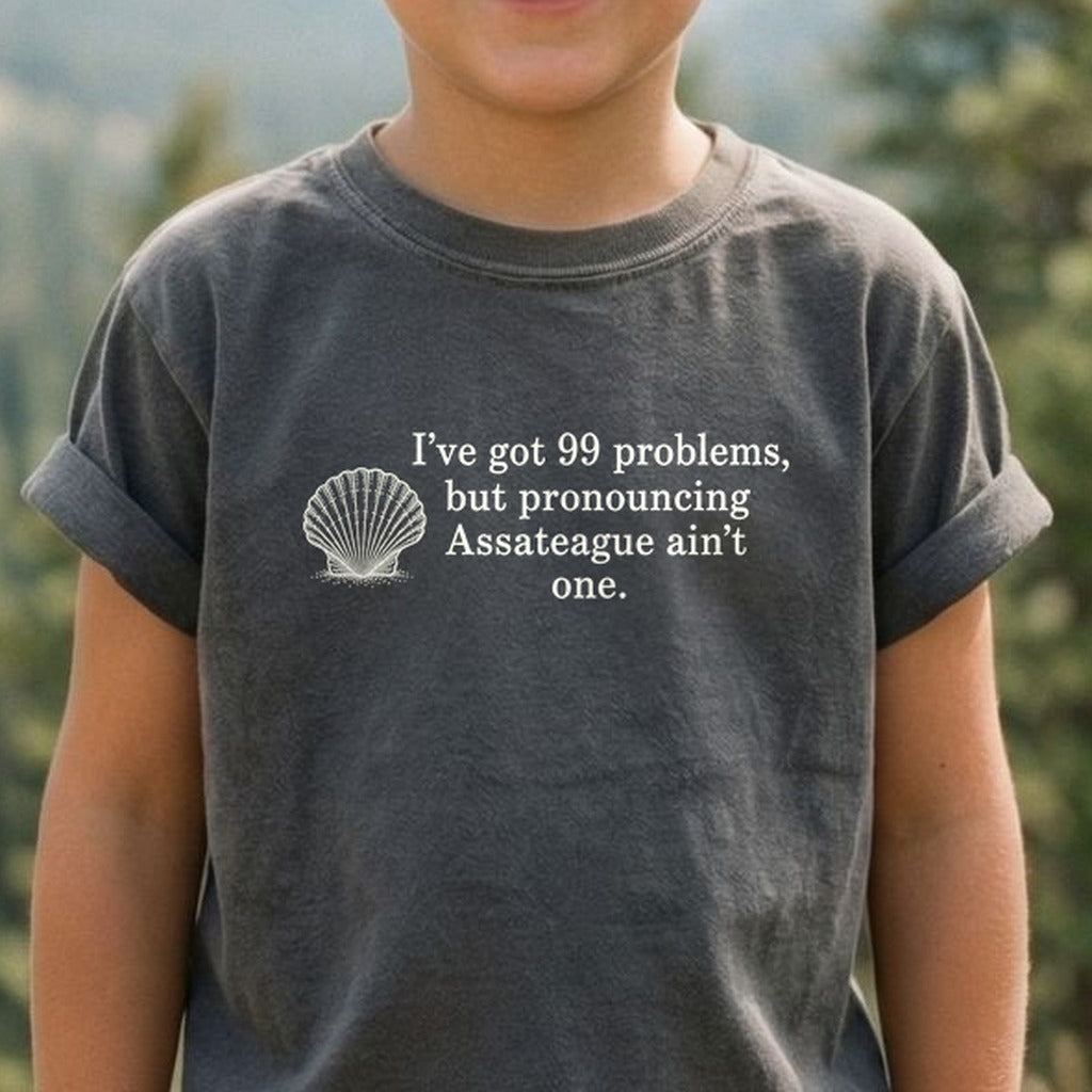 99 Problems Assateague Ain't One Kids Cotton T-Shirt