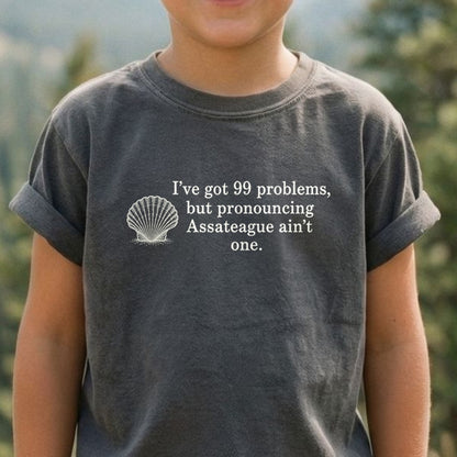 99 Problems Assateague Ain't One Kids Cotton T-Shirt