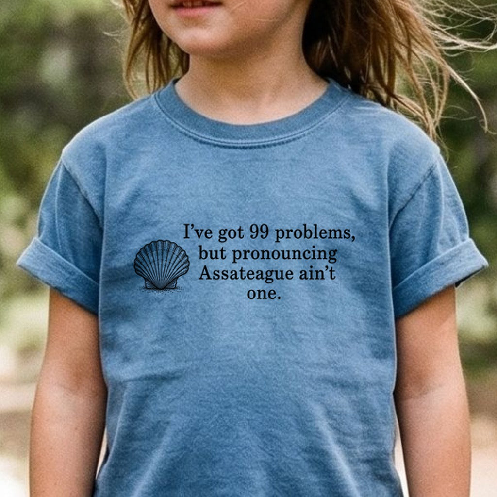 99 Problems Assateague Ain't One Kids Cotton T-Shirt