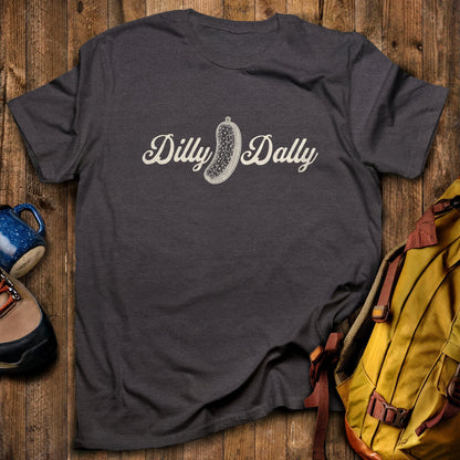 Dilly Dally Pickle T-Shirt Dark Heather Adventure and Outdoors Themed T-Shirt