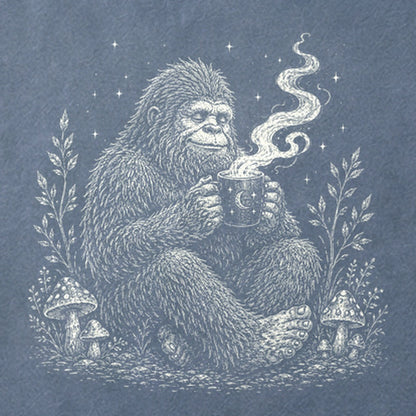 Sasquatch Drinking Coffee Cotton T-Shirt