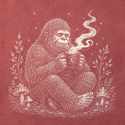 Sasquatch Drinking Coffee Cotton T-Shirt