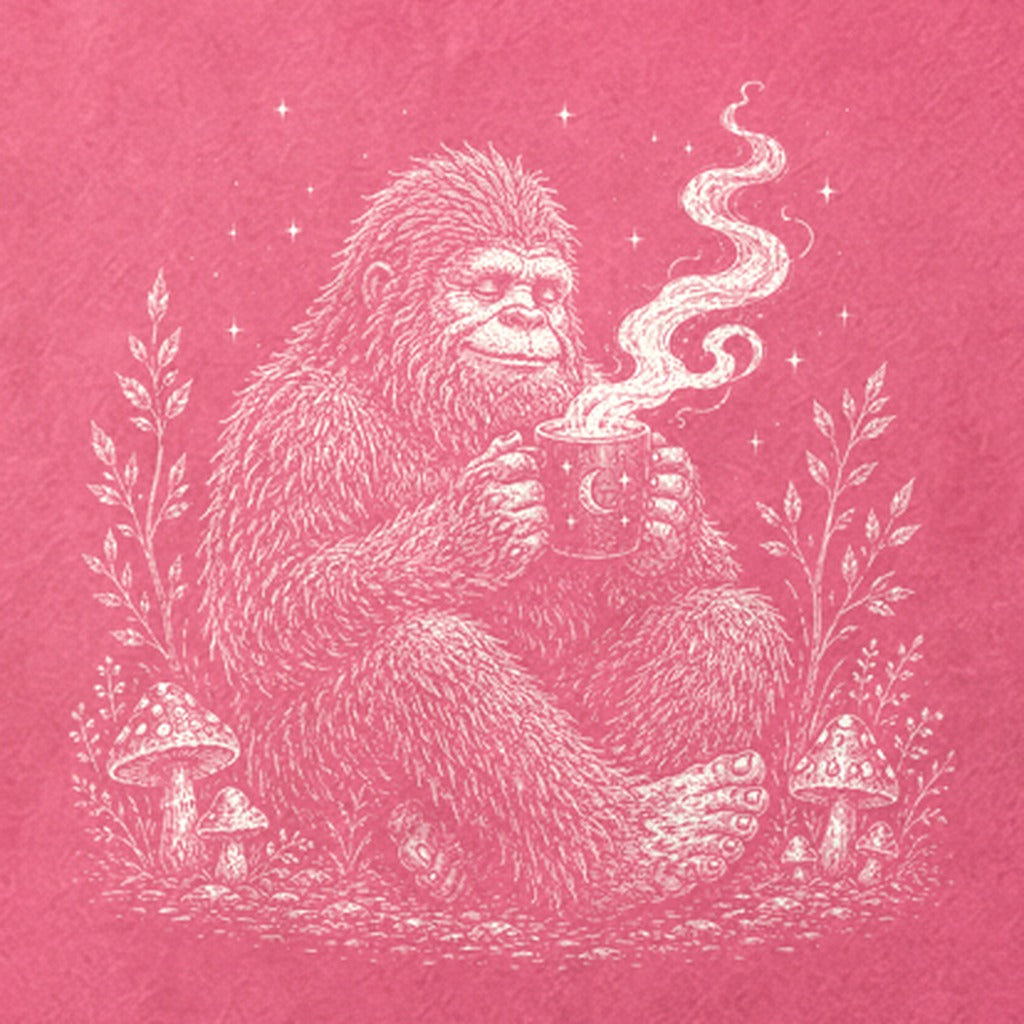 Sasquatch Drinking Coffee Cotton T-Shirt