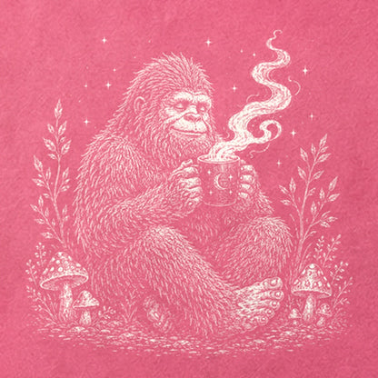 Sasquatch Drinking Coffee Cotton T-Shirt