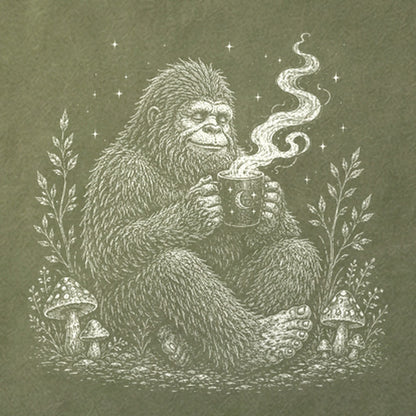 Sasquatch Drinking Coffee Cotton T-Shirt