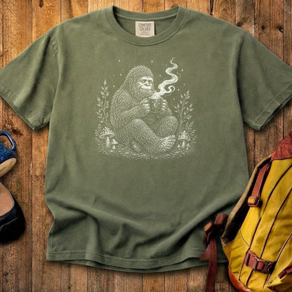 Sasquatch Drinking Coffee Cotton T-Shirt