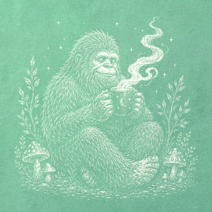 Sasquatch Drinking Coffee Cotton T-Shirt