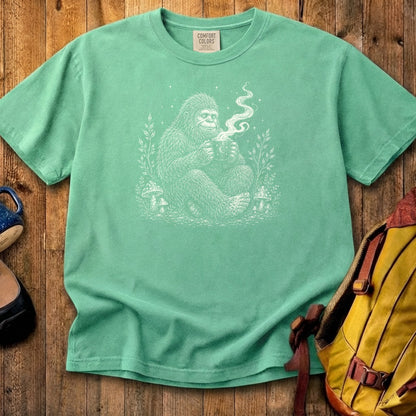Sasquatch Drinking Coffee Cotton T-Shirt