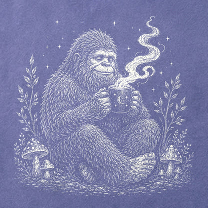 Sasquatch Drinking Coffee Cotton T-Shirt