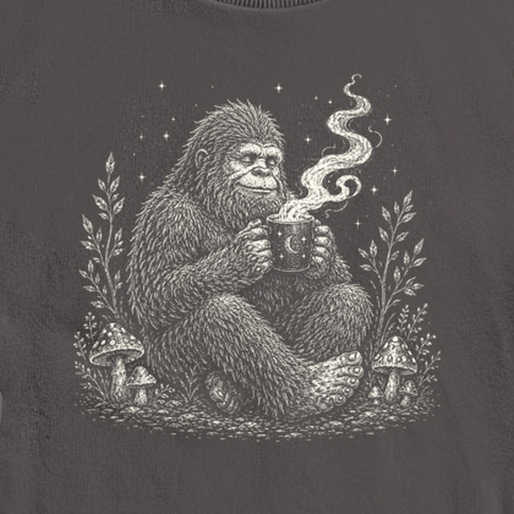 Sasquatch Drinking Coffee Crewneck Sweatshirt