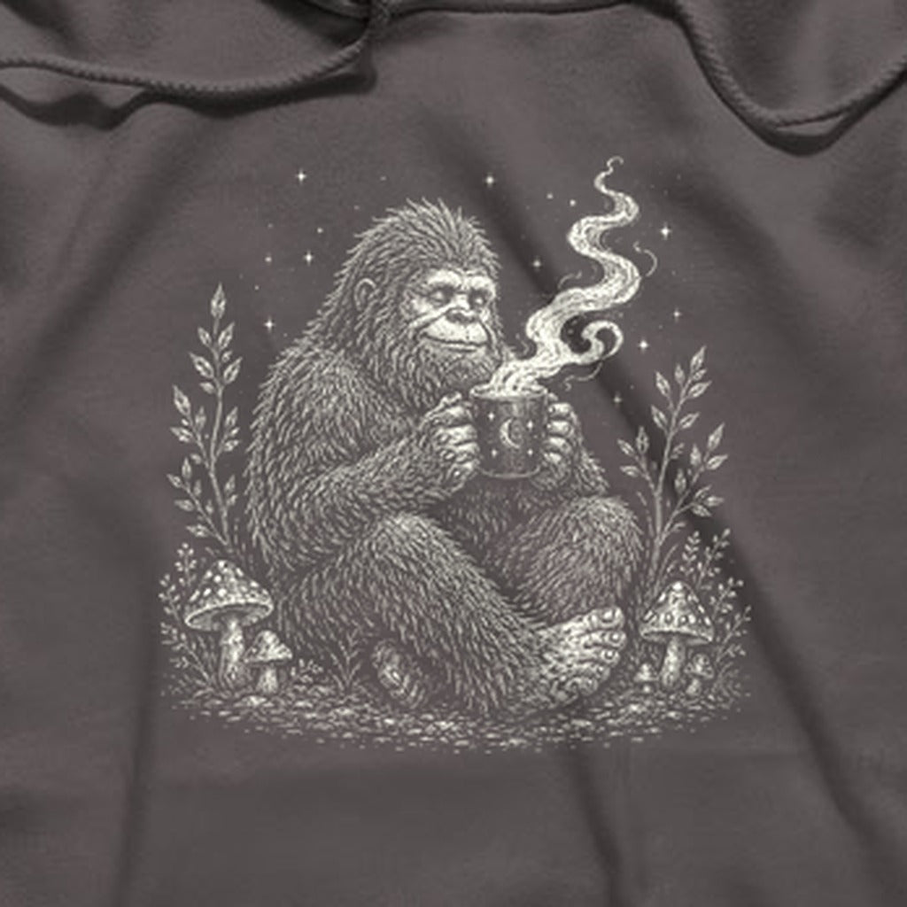 Sasquatch Drinking Coffee Hoodie