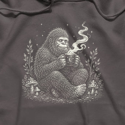Sasquatch Drinking Coffee Hoodie