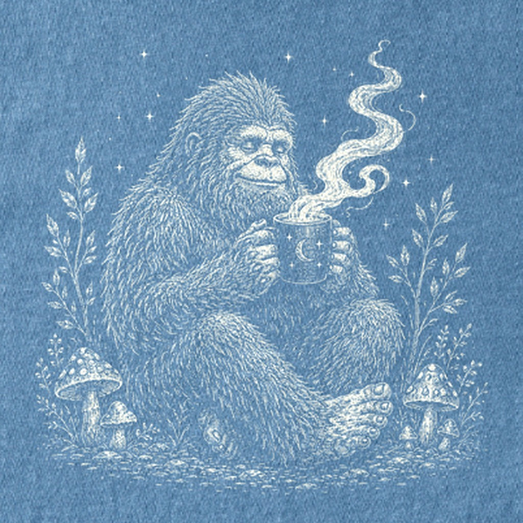 Sasquatch Drinking Coffee Kids Cotton T-Shirt