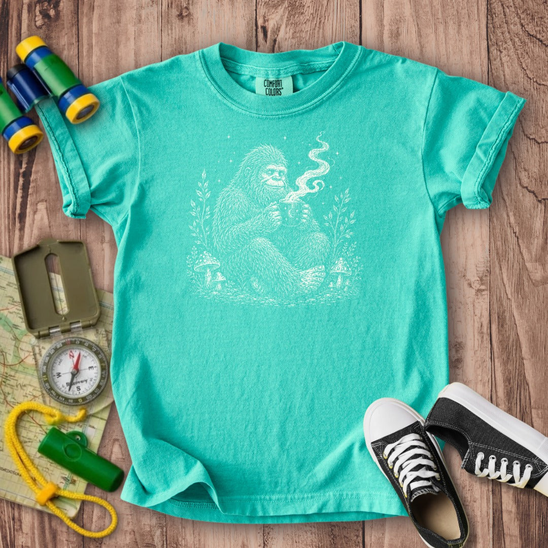 Sasquatch Drinking Coffee Kids Cotton T-Shirt