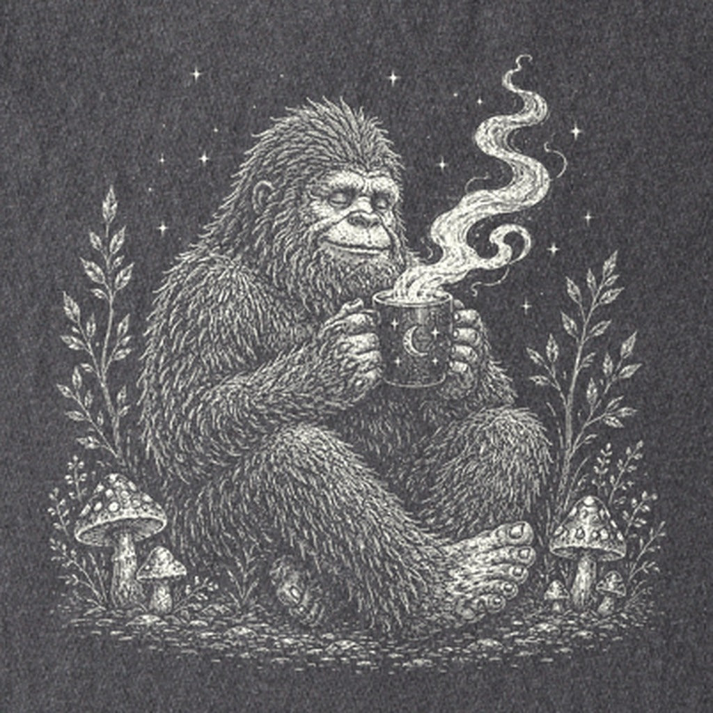 Sasquatch Drinking Coffee Kids Cotton T-Shirt