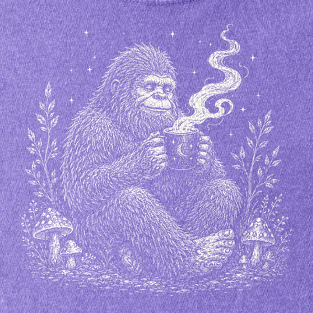 Sasquatch Drinking Coffee Kids Cotton T-Shirt