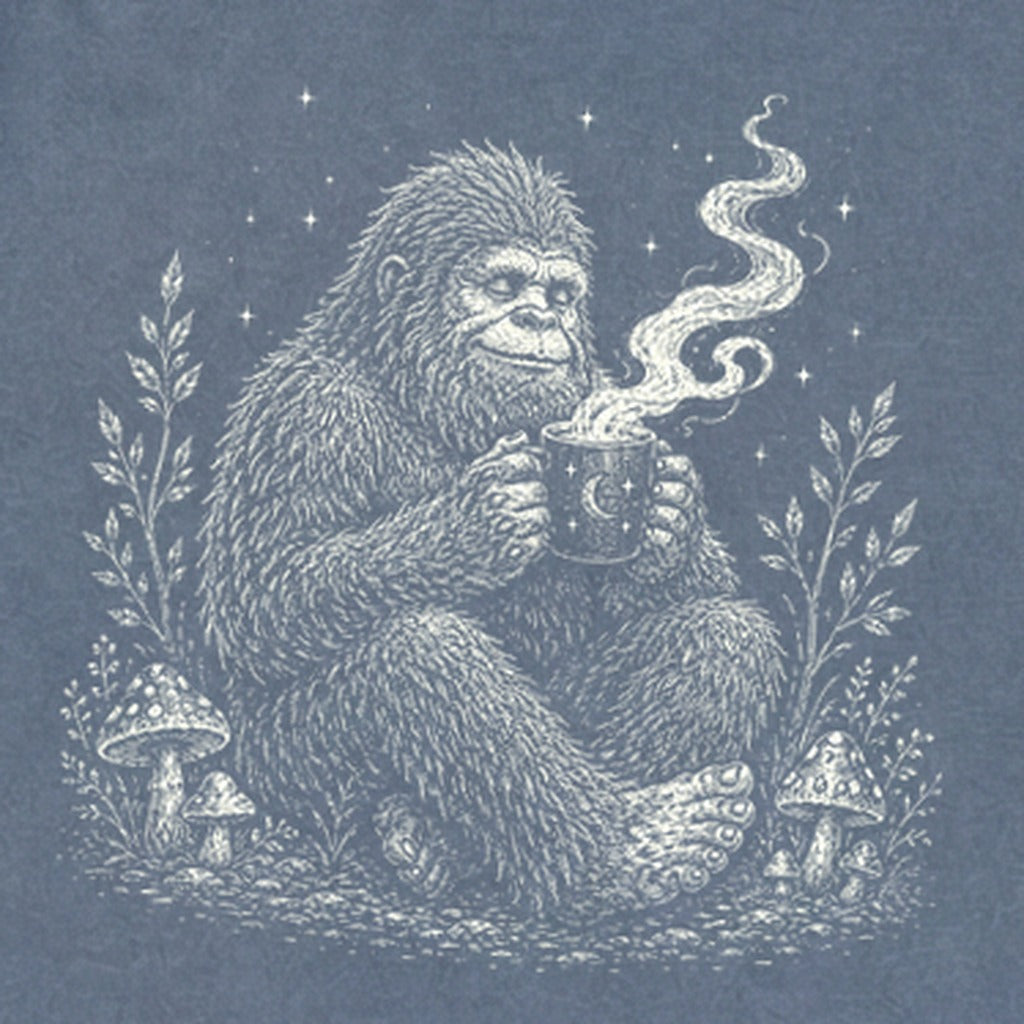 Sasquatch Drinking Coffee Premium Long Sleeve