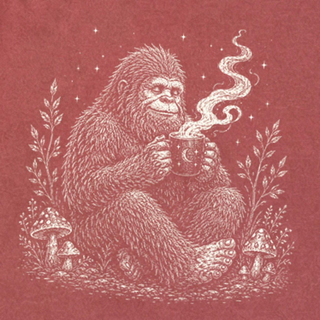Sasquatch Drinking Coffee Premium Long Sleeve