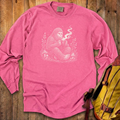 Sasquatch Drinking Coffee Premium Long Sleeve