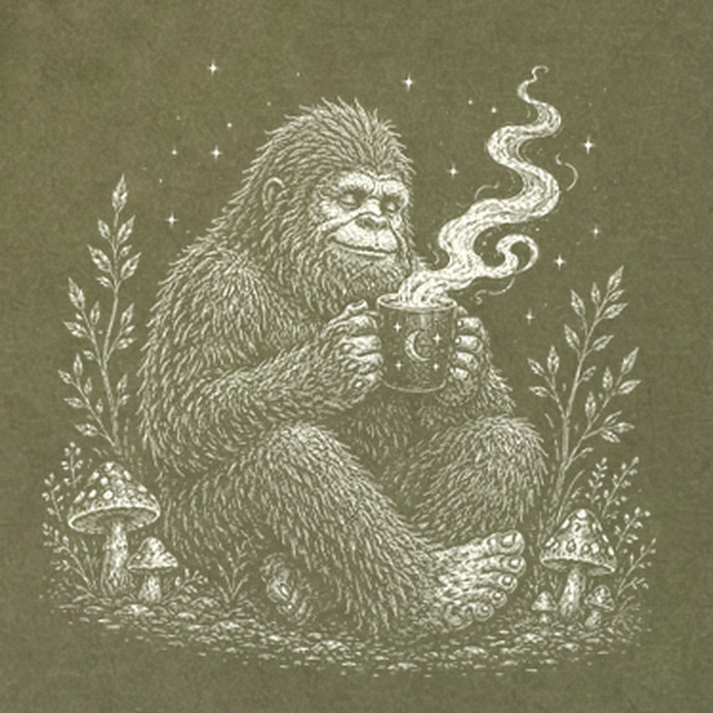 Sasquatch Drinking Coffee Premium Long Sleeve
