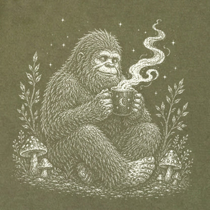 Sasquatch Drinking Coffee Premium Long Sleeve