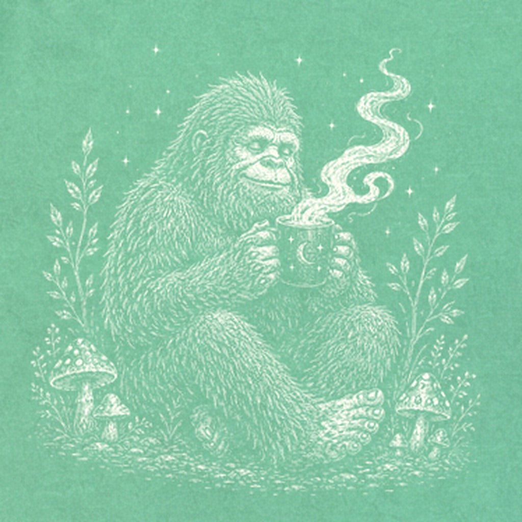 Sasquatch Drinking Coffee Premium Long Sleeve