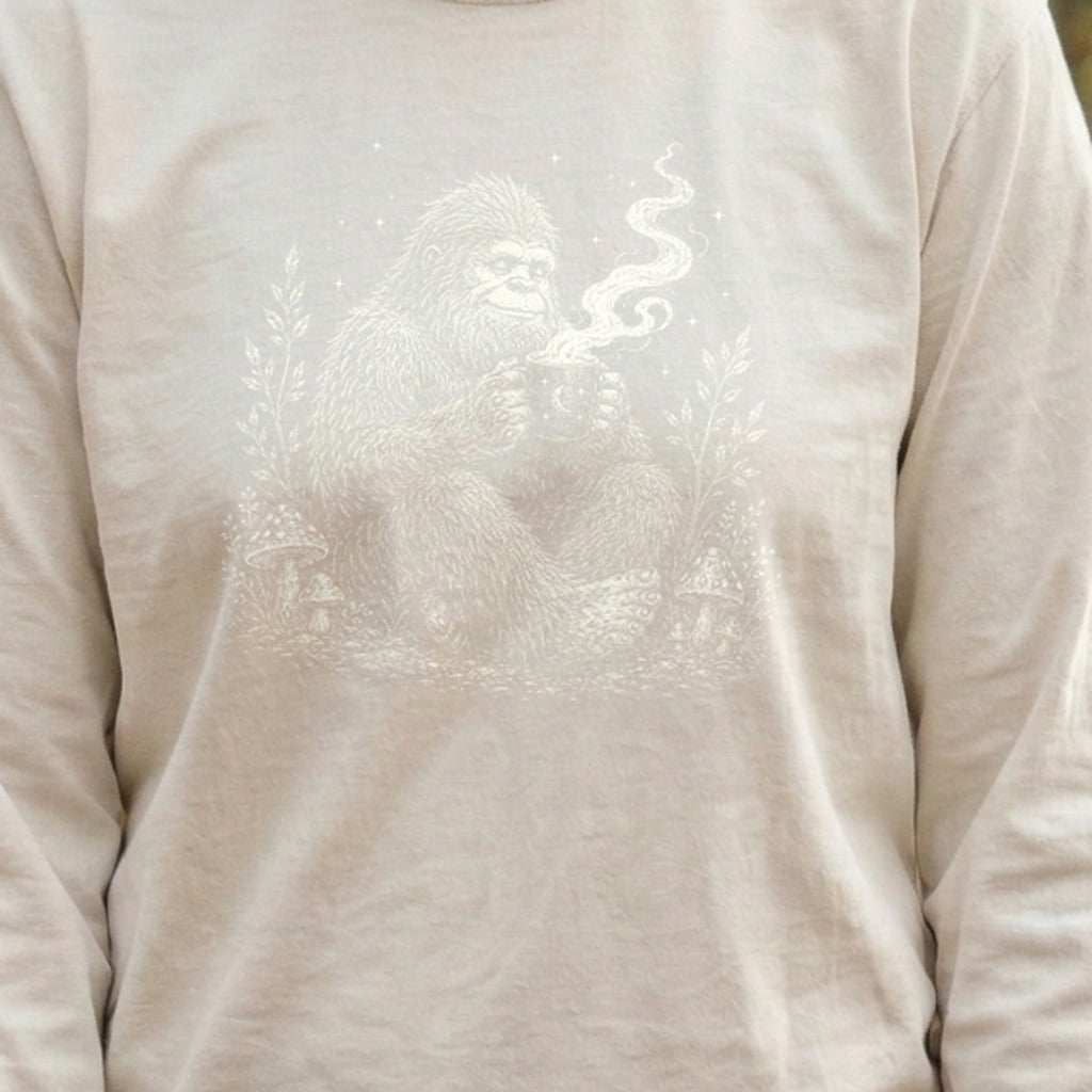 Sasquatch Drinking Coffee Premium Long Sleeve