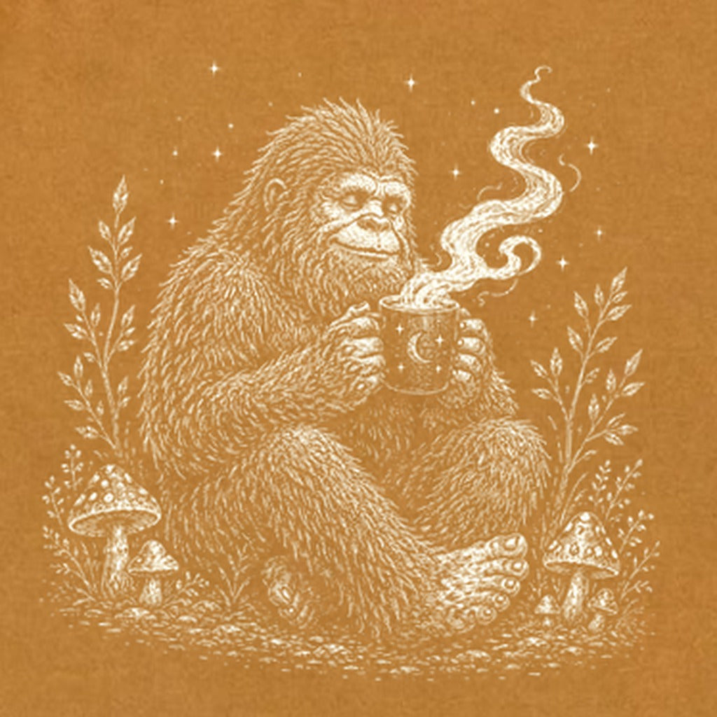 Sasquatch Drinking Coffee Premium Long Sleeve