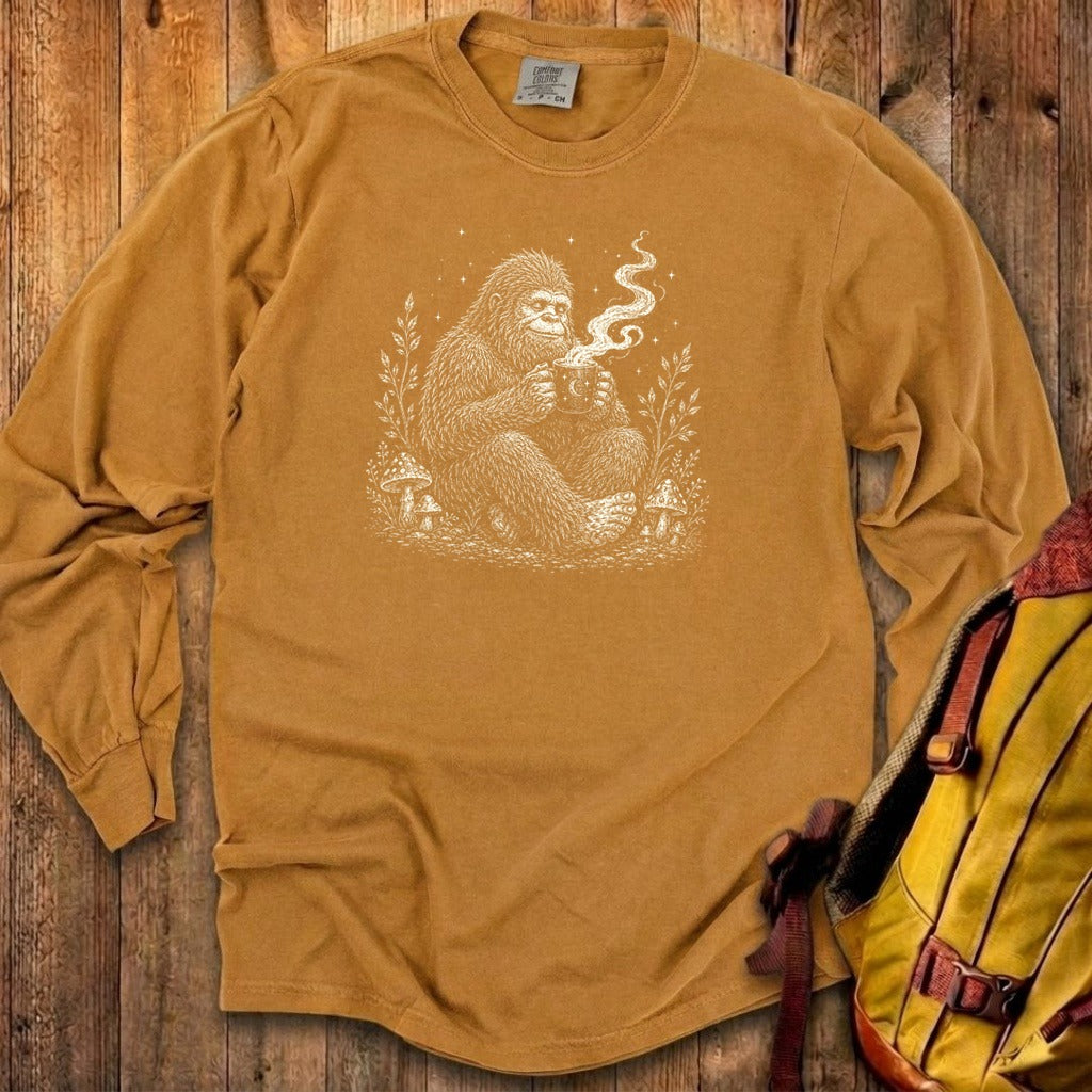 Sasquatch Drinking Coffee Premium Long Sleeve