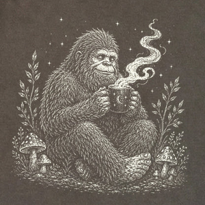 Sasquatch Drinking Coffee Premium Long Sleeve