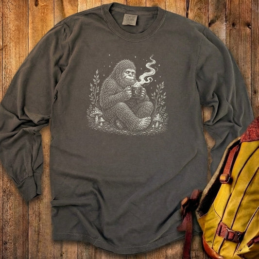 Sasquatch Drinking Coffee Premium Long Sleeve