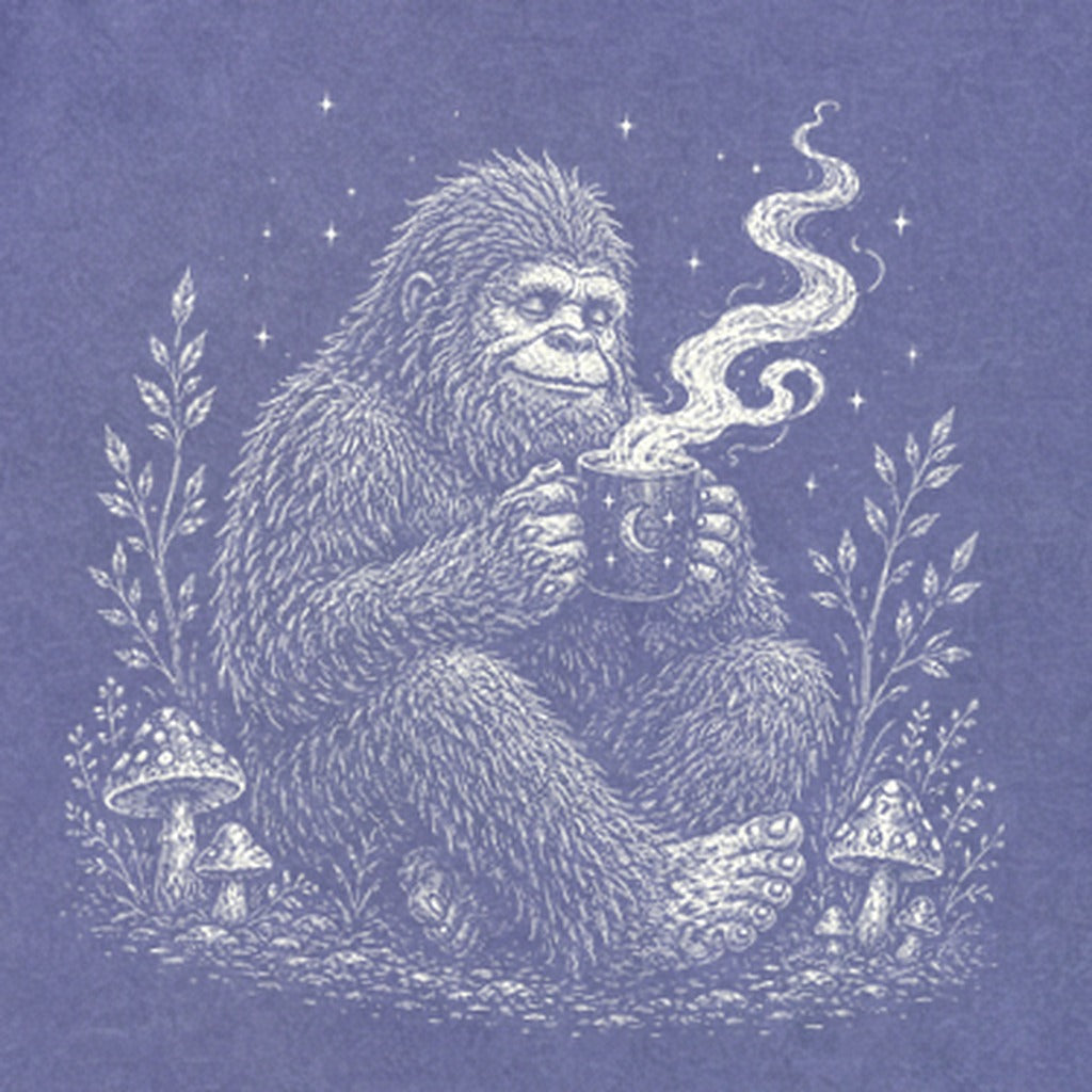 Sasquatch Drinking Coffee Premium Long Sleeve