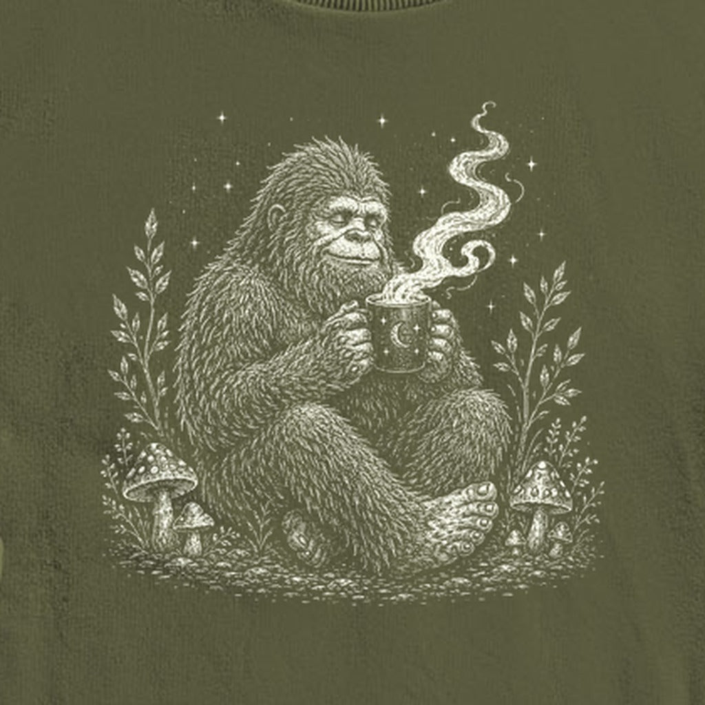 Sasquatch Drinking Coffee Crewneck Sweatshirt