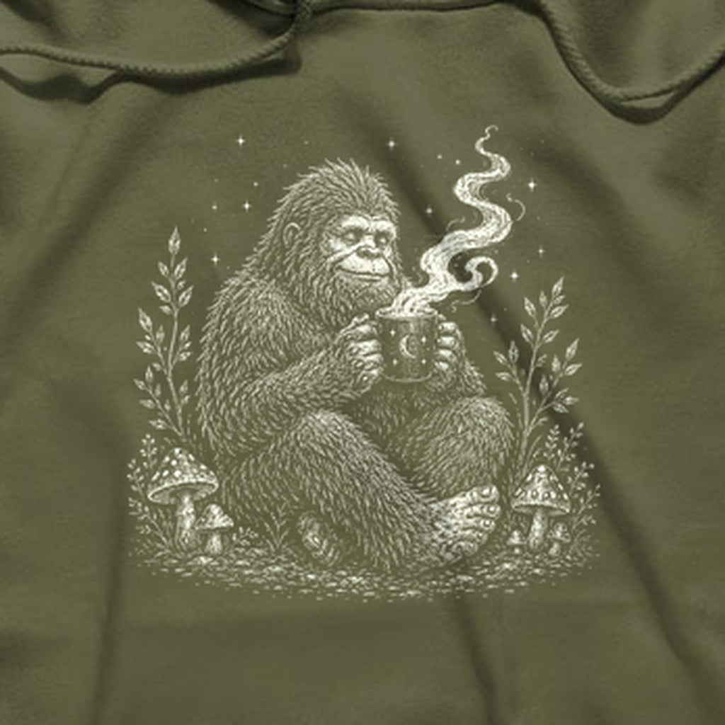 Sasquatch Drinking Coffee Hoodie