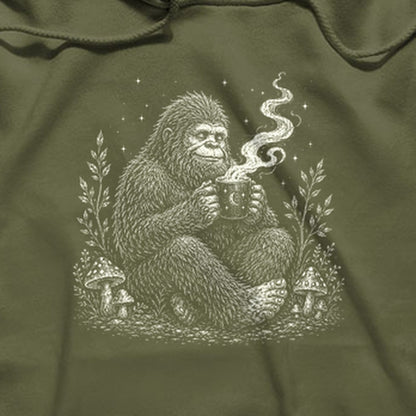 Sasquatch Drinking Coffee Hoodie